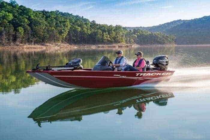 bass boat tracker man and woman