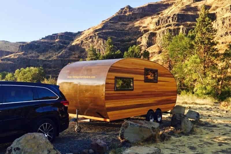 Timberline wooden tear drop trailer by Homegrown