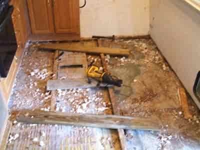RV floor removed ready for new wood