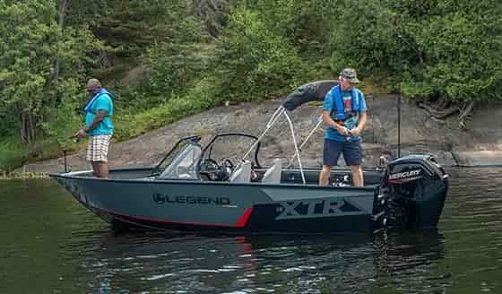 Legend 16 XTR Series two men fishing in a legend aluminum fishing boat