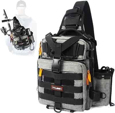 YVLEEN Fishing Tackle Backpack Storage Bag，Water-Resistant Fishing Backpack with Rod Holder