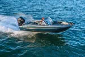 bass boat ranger speeding on lake
