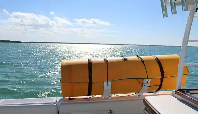 float pad mounted on boat