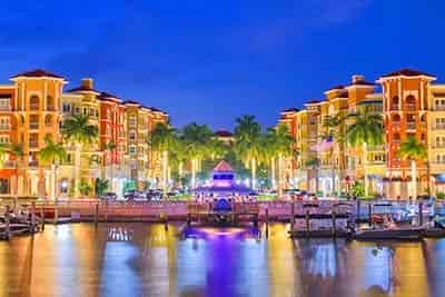 naples florida night picture in marina area