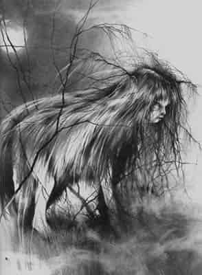 The Wolf Girl scary girl with hair like a wolf and walking on all fours