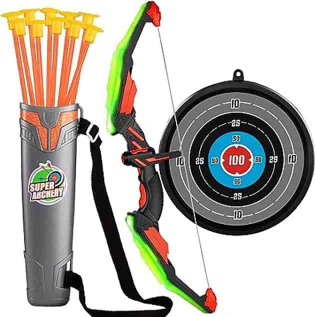 temi archery set for kids with 10 arrows and led light up