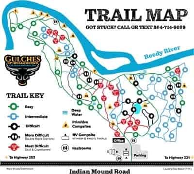Gulches 4x4 trail riding Map in south carolina