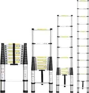 Ollieroo EN131 Aluminum Telescopic Extension Ladder with Spring Loaded Locking Mechanism