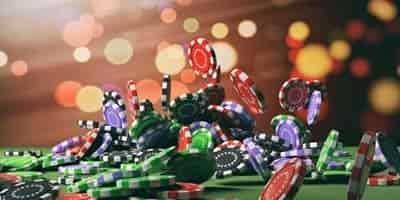 casino chips falling bouncing