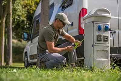 electrical box at campground 50amp service to 30amp rv