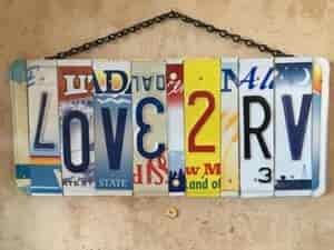 love 2 rv license plate sign