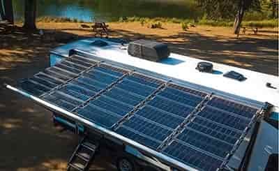 solar power on rv awning for campground or dry camping