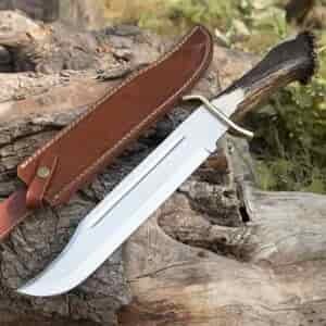 survival knife deer antler handle