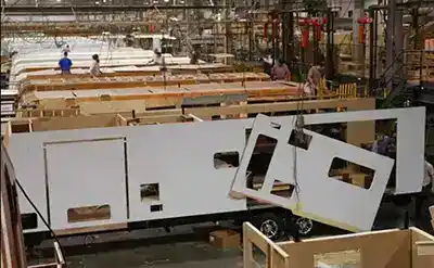 rv factory installing sides and slide