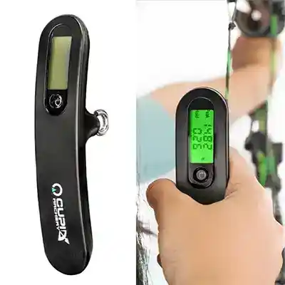 easy to read digital bow scale in green background