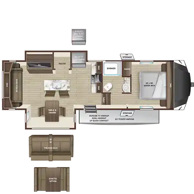 starcraft 5th wheel floorplan travel trailer 33' options