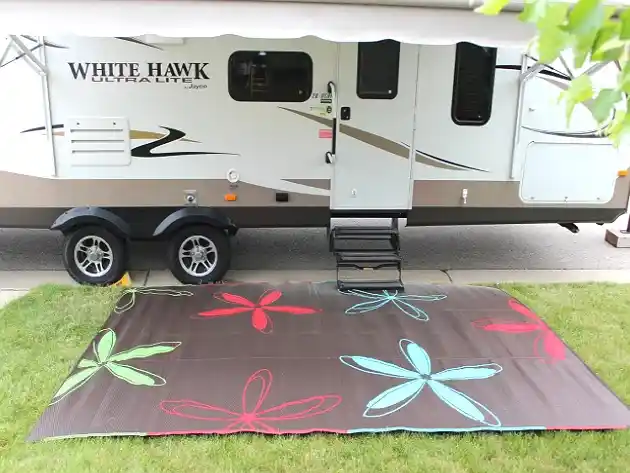 Rv Mat Patio Rug Colorful Floral Design