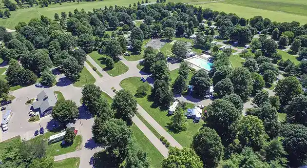 drone taken of campground in kentucky horse park