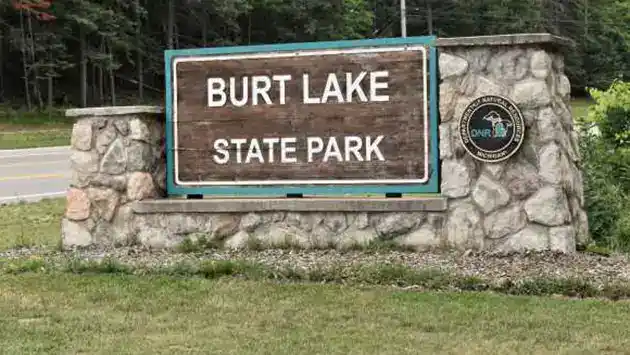 burt lake state park sign