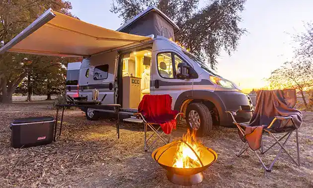 union valley campgrounds camp site fire blazing