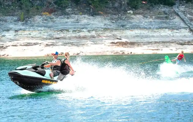 Wakeboarding Behind a Jet Ski 